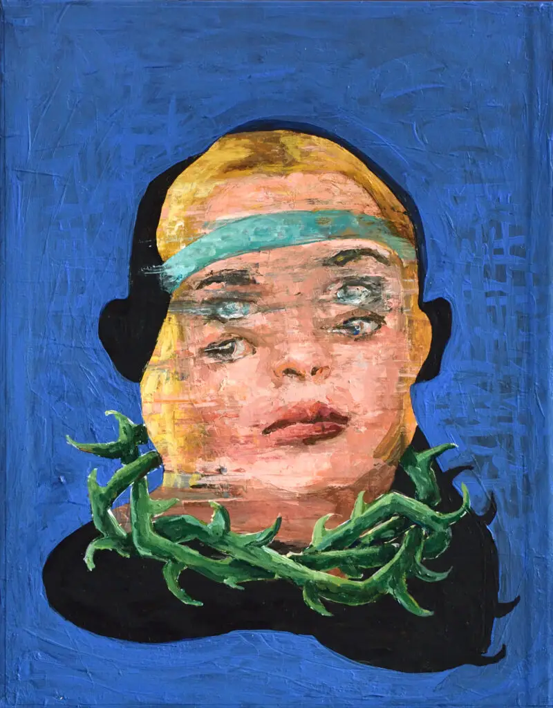 Selbstbildnis als Sharon Tate Acryl auf Karton 31 x 24 cm